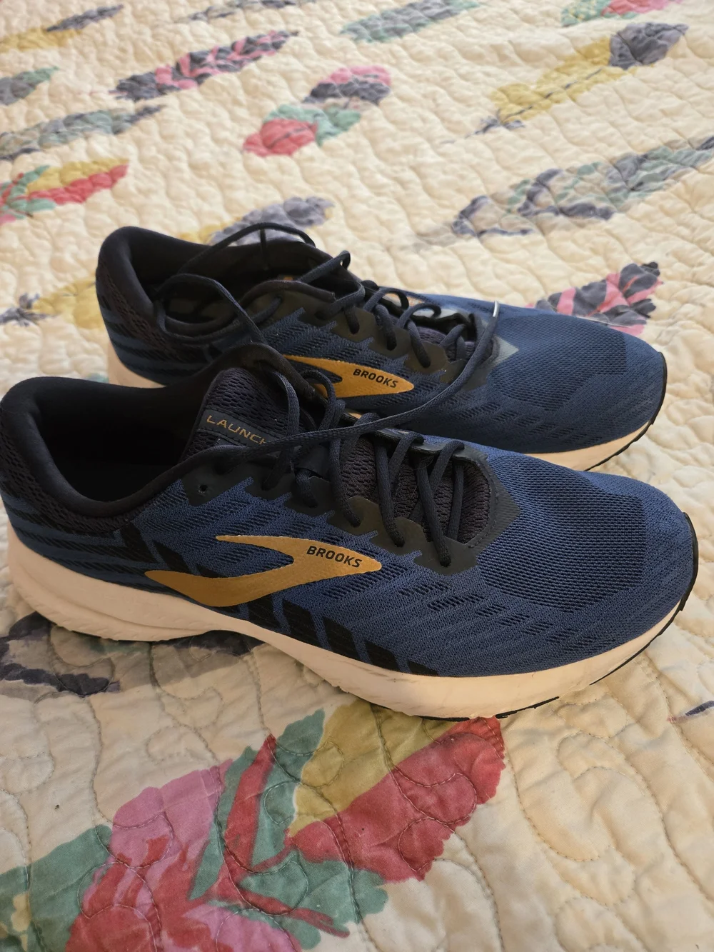 Brooks Launch 6 Men's Running Shoes Blue Gold Athletic Sneakers Size 11.5 D